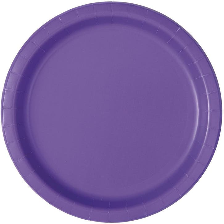 Paarse Borden Neon Rond 23cm 8st, Hobby en Vrije tijd, Feestartikelen, Nieuw, Verzenden