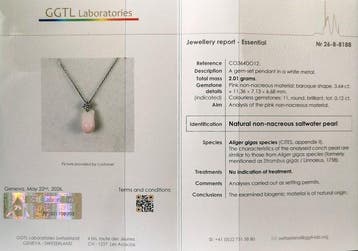 Halsketting - 18 karaat Witgoud - 3.64ct. tw. Parel -