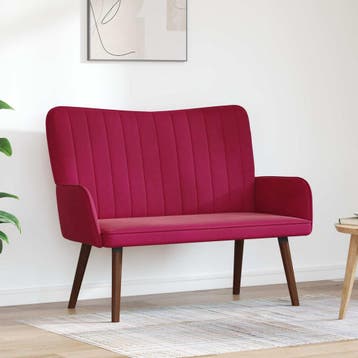 vidaXL 2-Zits Sofa Wijnrood 115 x 61 x 87 cm fluweel, Verzenden, Nieuw