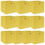 vidaXL Opbergboxen 10 st 32x32x32 cm stof geel, Verzenden