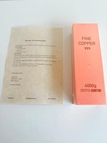 4 kilograms - Koper .999 - Met certificaat (Zonder
