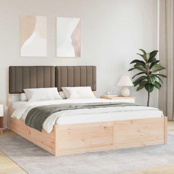vidaXL Bedframe met Gevoerde Hoofdbord Taupe 150 x 200 cm, Huis en Inrichting, Slaapkamer | Bedden, Verzenden, Nieuw
