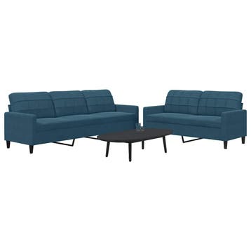 vidaXL 2-delige Loungeset met kussens fluweel blauw, Verzenden, Nieuw