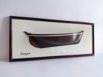 Halfmodel - Demi coque décorative en bois, 38.5 cm, Sinagot