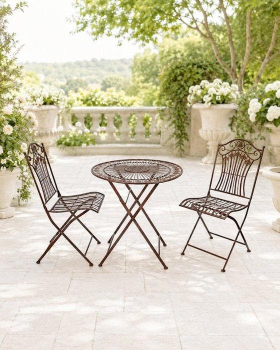 Tuinmeubelset - Metaal - Romantische Bistroset, Antiquités & Art, Curiosités & Brocante