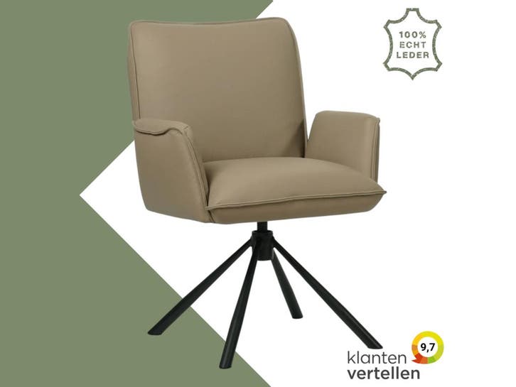 Leren draaibare eetkamerstoel Elite - Toledo Mocca, Maison & Meubles, Tabourets de bar, Enlèvement ou Envoi