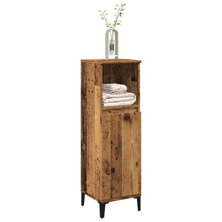 vidaXL Badkamerkast 30x30x100 cm bewerkt hout oud, Huis en Inrichting, Tafels | Kaptafels, Nieuw, Verzenden