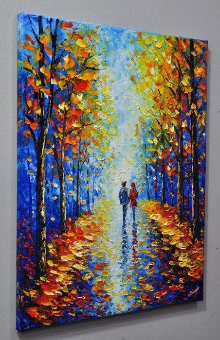 Olga Nowak (1956) - A walk for two, Antiek en Kunst, Kunst | Schilderijen | Klassiek