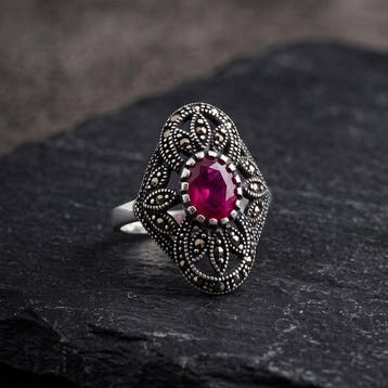 Sans prix de réserve - Bague Argent - 1.00ct. tw. Rubis -