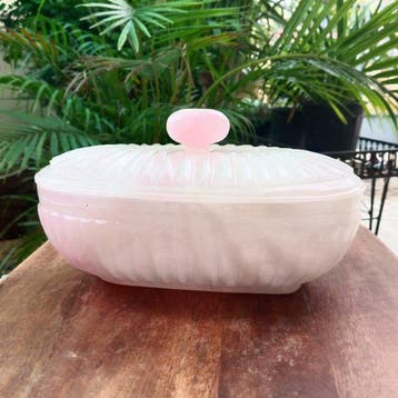 Quartz rose Bol - Hauteur : 12.7 cm - Largeur : 27.9 cm-