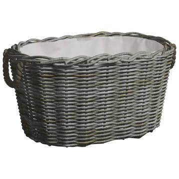 vidaXL Houtmand met handvatten 59x42x28 cm wilgenhout grijs, Verzenden