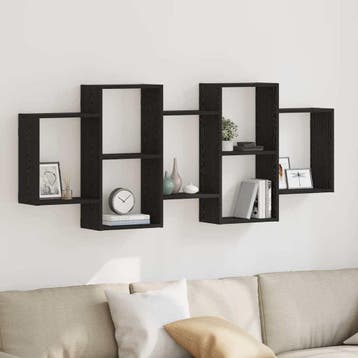 vidaXL Wandplank Zwart Eiken 159x18x65 cm Bewerkt Hout, Verzenden, Nieuw