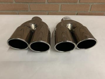 Uitlaat sierstukken set R + L  rvs dubbel 3 inch uitgang, Auto-onderdelen, Ophalen of Verzenden, Nieuw