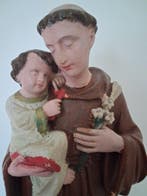 Beeld, Antonius van Padua met Kind - 44 cm - Gips