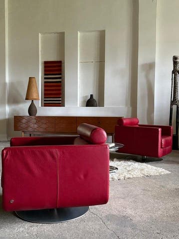 Natuzzi - Fauteuil (2) - Leder, Staal