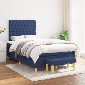 vidaXL Boxspring met matras stof blauw 120x200 cm, Verzenden, Nieuw