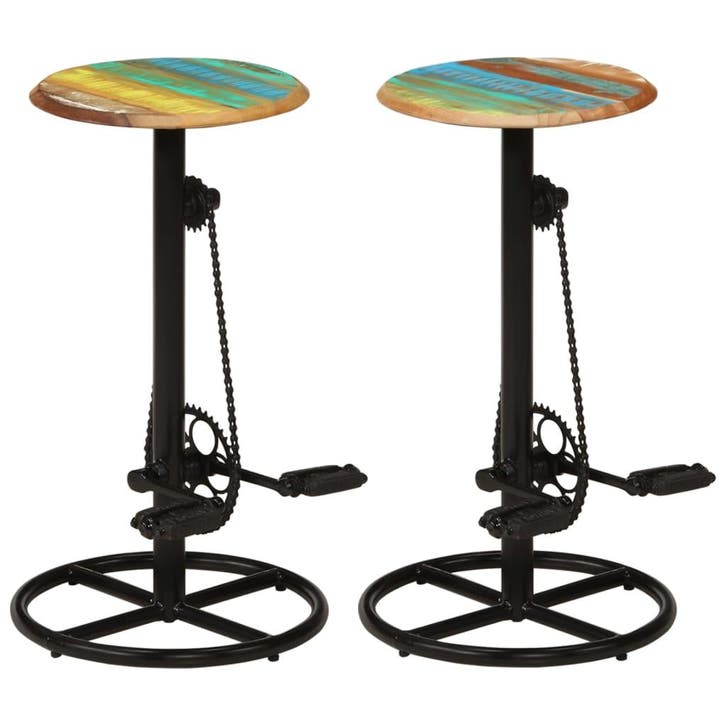 vidaXL Barkrukken 2 st massief gerecycled hout, Maison & Meubles, Tabourets de bar, Envoi