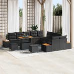 vidaXL Tuinbank Set 13 pcs Zwart Poly Riet en Poedergecoat, Tuin en Terras, Verzenden, Nieuw