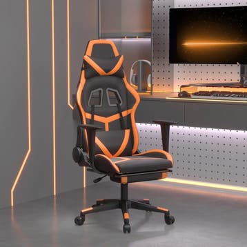 vidaXL Gamestoel met voetensteun kunstleer zwart en oranje, Maison & Meubles, Chaises, Verzenden
