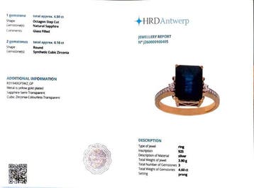 Sans prix de réserve - Bague Argent - 3.80ct. tw. Saphir -