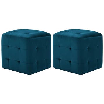 vidaXL Poef 2 st 30x30x30 cm fluweel blauw, Verzenden