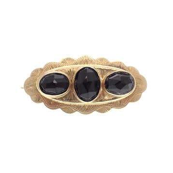 Vintage gouden broche met granaat, Ophalen of Verzenden