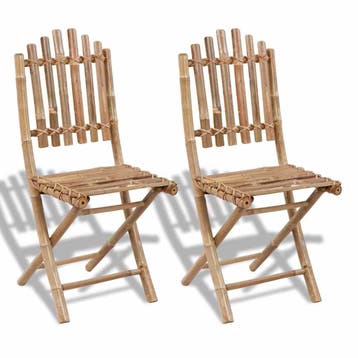 vidaXL Opklapbare stoelen van bamboe (2 stuks), Verzenden, Nieuw