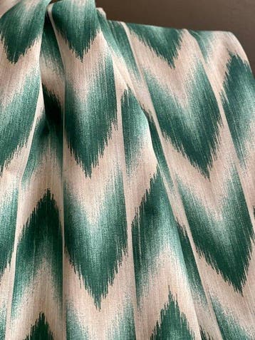 Double largeur, tissu imprimé ikat ottoman jade pour