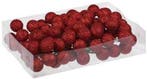 Glitter Kerstballen Rood 30 mm doosje 10x8 stuks, Nieuw