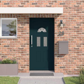 vidaXL Voordeur 98 x 198 cm PVC Antraciet, Doe-het-zelf en Bouw, Deuren en Vliegenramen, Verzenden, Nieuw