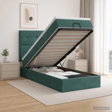 vidaXL Ottoman bed met matras Donkergroen 80 x 200 cm, Verzenden
