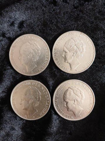 Nederland. Wilhelmina. 2 1/2 Gulden Lot 4 stuks (Zonder, Postzegels en Munten