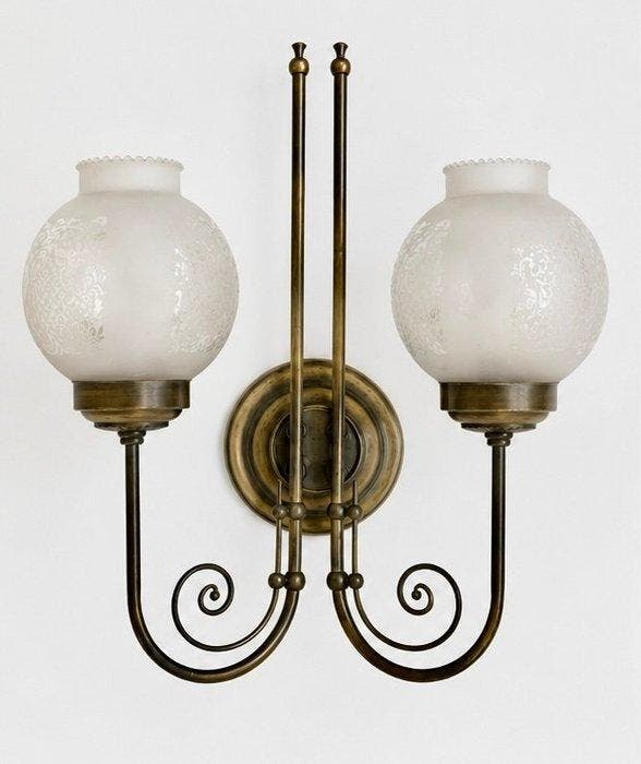 Barcas - Wandlamp - Verguld messing, Opaline glas - wandlamp, Antiquités & Art, Curiosités & Brocante