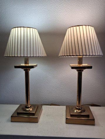 Tafellamp (2) - Verguld messing - Modernistische lampen