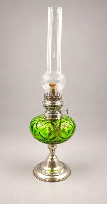 Lampe à pétrole - Verre, Laiton