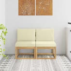 vidaXL 2 Stuk Buiten Midden Sofa Massief Acacia Hout Wit, Verzenden