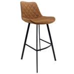 Barkruk | Microvezel/Metaal | Cognac | Zwarte Poten |, Verzenden