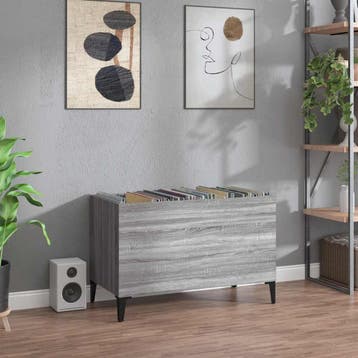 vidaXL Platenkast 74,5x38x48 cm bewerkt hout grijs sonoma, Verzenden, Nieuw