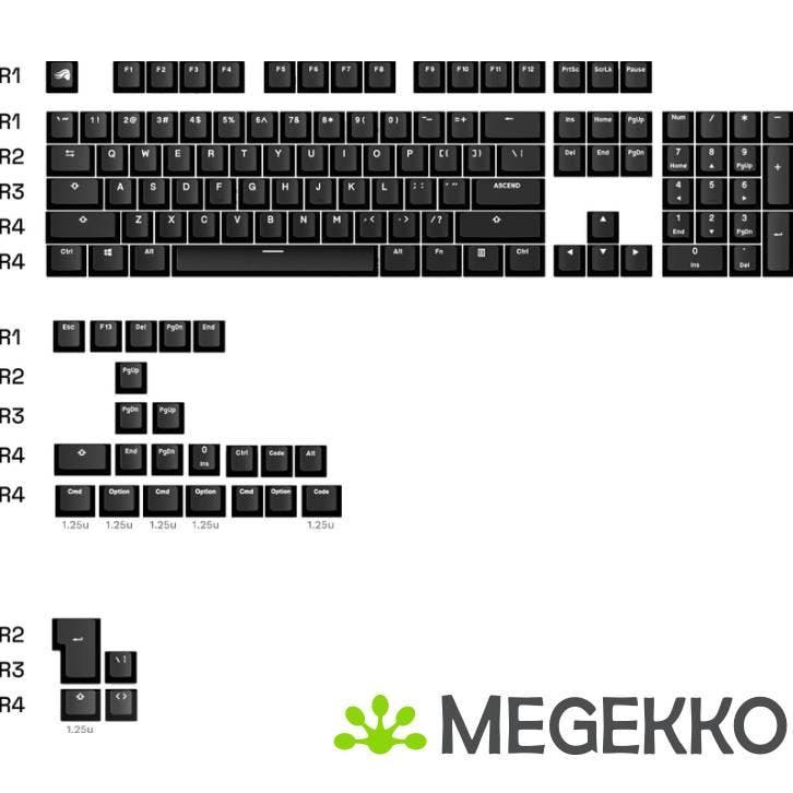 Glorious GPBT Basics Keycaps Classic Black - US, Computers en Software, Toetsenborden, Nieuw, Verzenden
