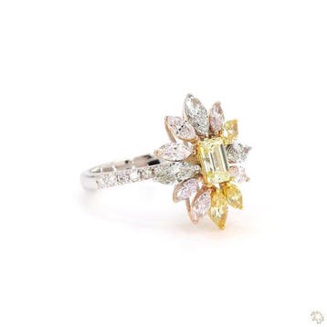 Statement ring - 18 karaat Witgoud - 2.39ct. tw. Gemengde