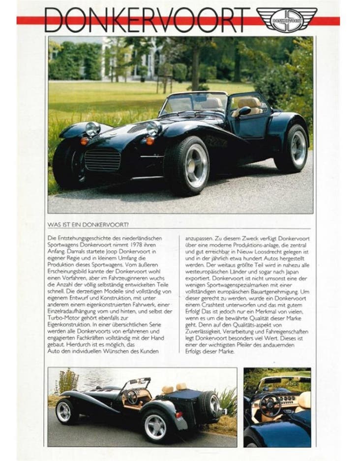 1995 DONKERVOORT LEAFLET DUITS, Livres, Autos | Brochures & Magazines