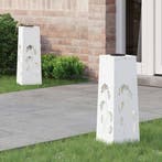 vidaXL Zonne LED Pad Licht 2 pcs Wit Koud Gewalst Staal, Verzenden, Nieuw