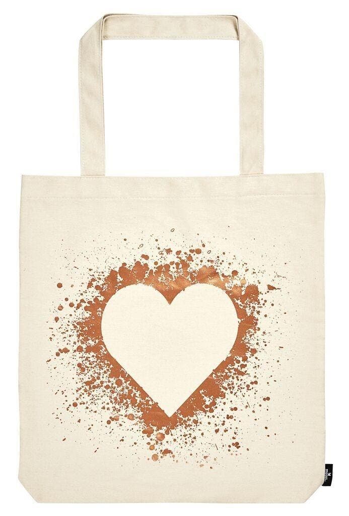 Grote katoenen tas Heartwarming – beige shopper met warme, Collections, Signets, Envoi