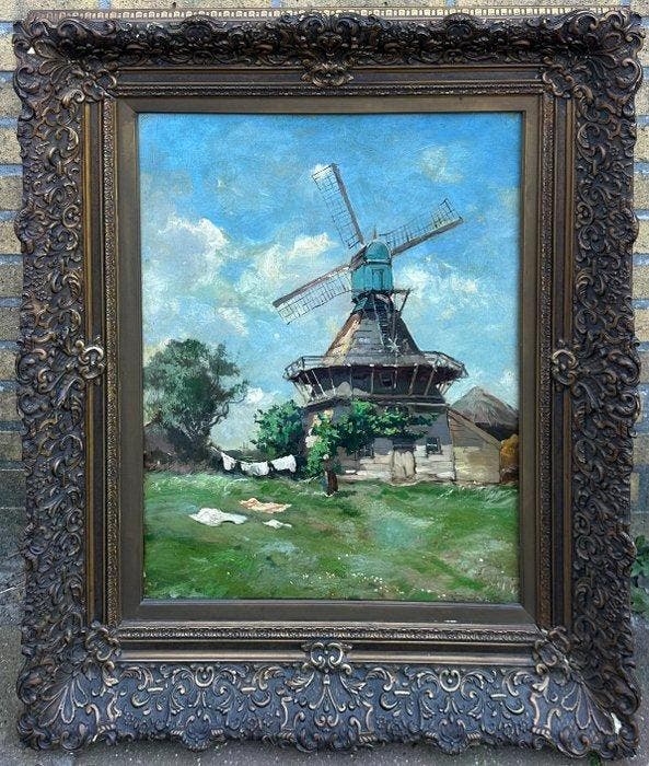 Chris Snijders (1881-1943) - Was uithangen bij de molen, Antiek en Kunst, Kunst | Schilderijen | Klassiek