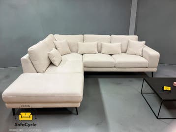 Luton hoekzetel wit in stof, hoek L – overstock, Verzenden