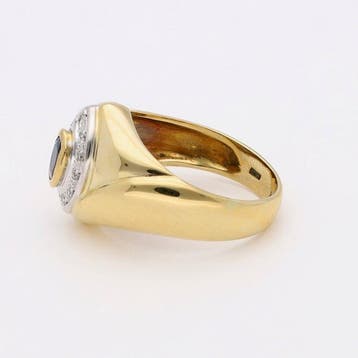 Bague - 18 carats Or jaune Saphir - Diamant, Bijoux, Sacs & Beauté
