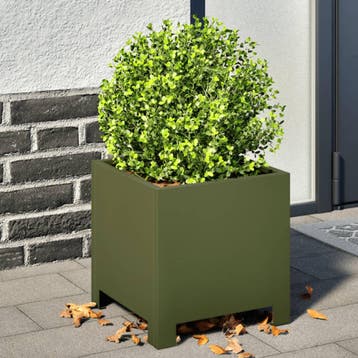 vidaXL Plantenbak 30x30x30 cm staal olijfgroen, Verzenden