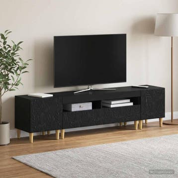vidaXL 3-delige LED TV-kast DELFT Zwart Bewerkt hout, Verzenden, Nieuw
