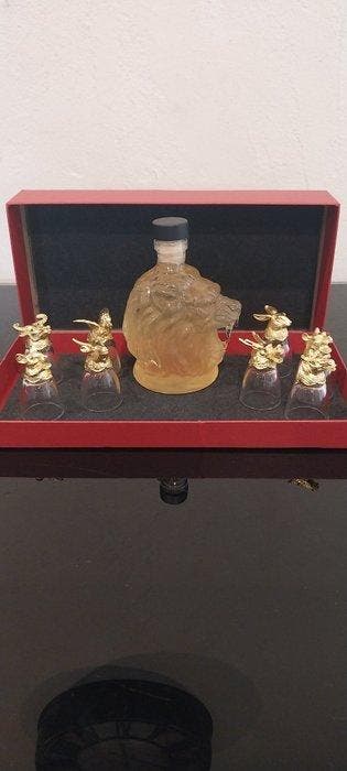 Drankservies (9) - Tête de lion - Glas, Messing -, Antiquités & Art, Antiquités | Meubles | Tables