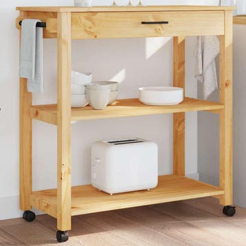 vidaXL Keukentrolley MONZA 84x40x88,5 cm massief grenenhout, Verzenden, Nieuw